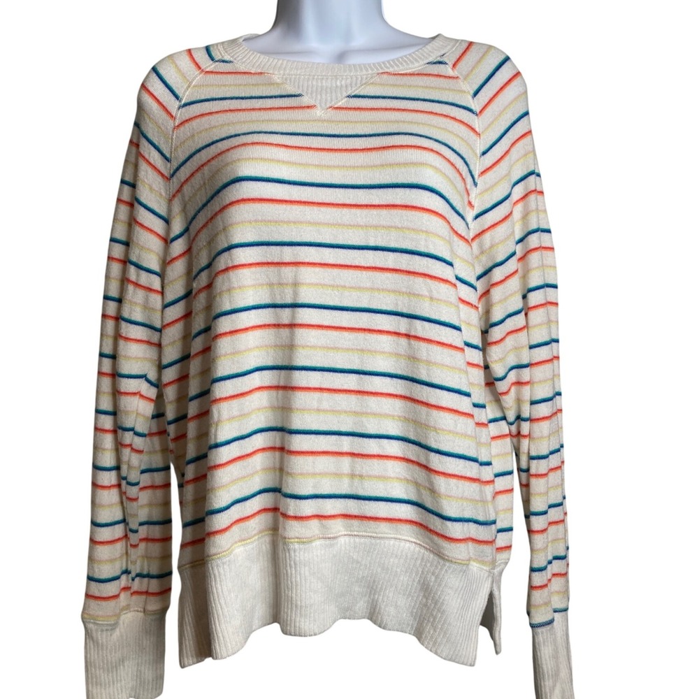 LNA Women's Striped Pullover Sweater Size S Rainbow Coastal California Casual